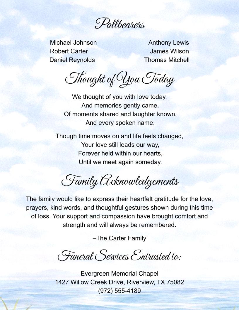 Peaceful Shores Digital Only Funeral Program Template - The Funeral Program Site