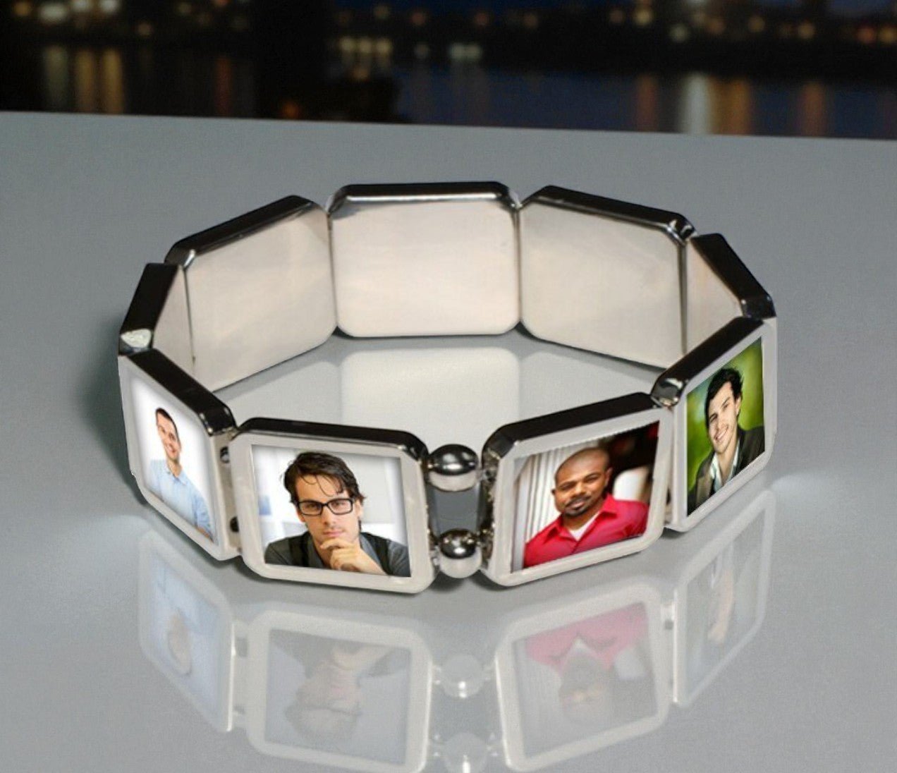 Personalized 9 Photo Silver In Loving Memory Bracelet - The Funeral Program Site