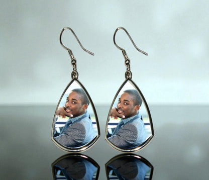 Personalized In Loving Memory Round Dangle Earrings - The Funeral Program Site