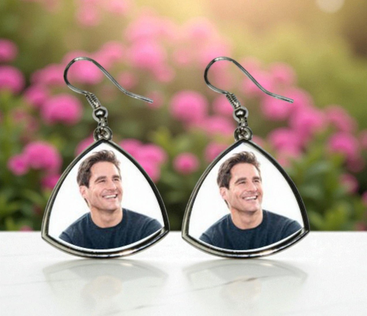 Personalized In Loving Memory Triangle Dangle Earrings - The Funeral Program Site