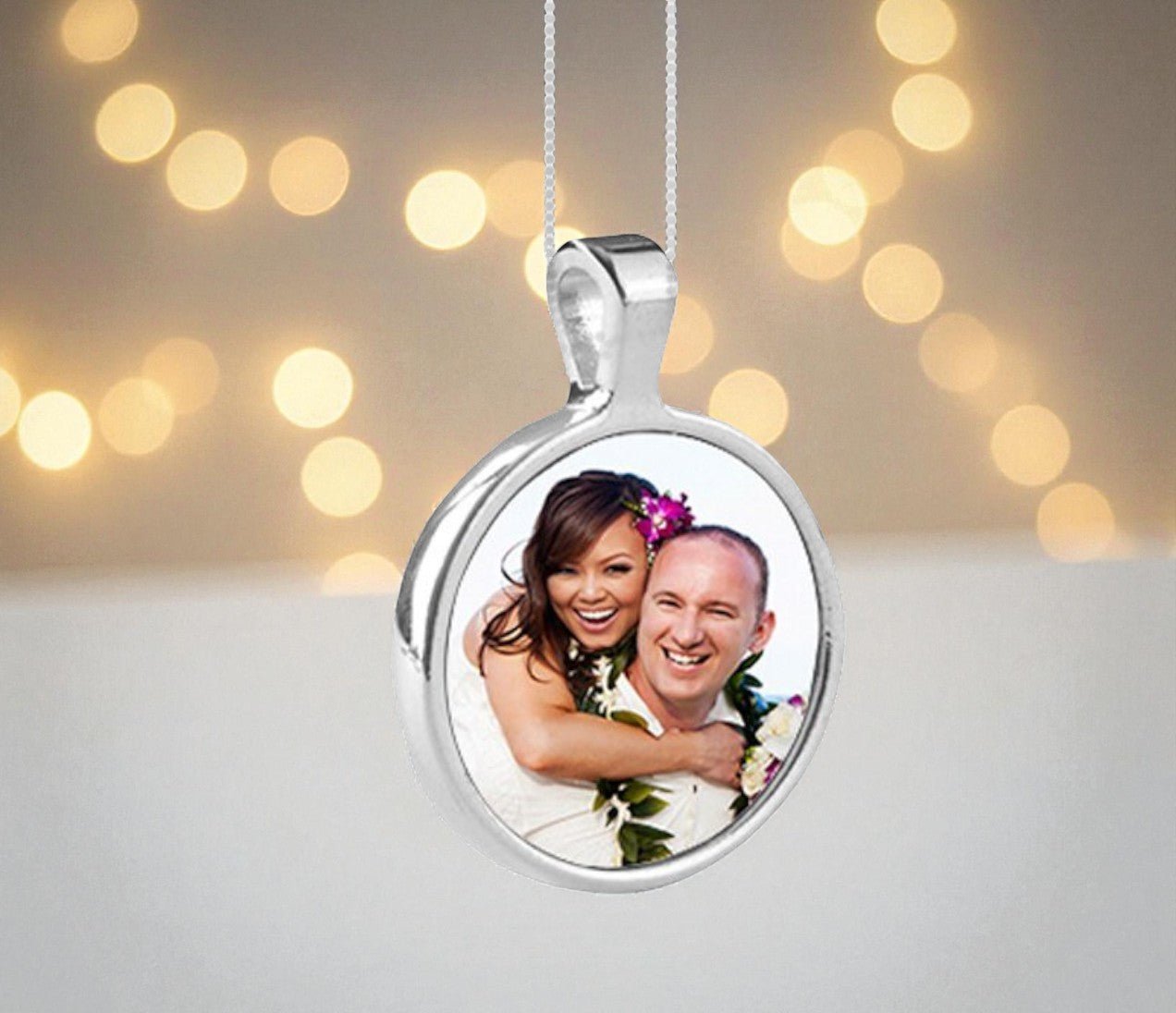 Personalized Small Round Bezel In Loving Memory Photo Pendant - The Funeral Program Site