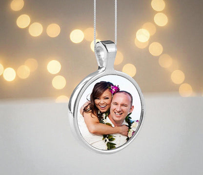 Personalized Small Round Bezel In Loving Memory Photo Pendant - The Funeral Program Site