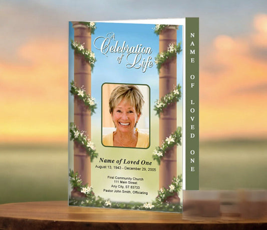 Pillars 4 - Sided Graduated Funeral Program Template - The Funeral Program Site