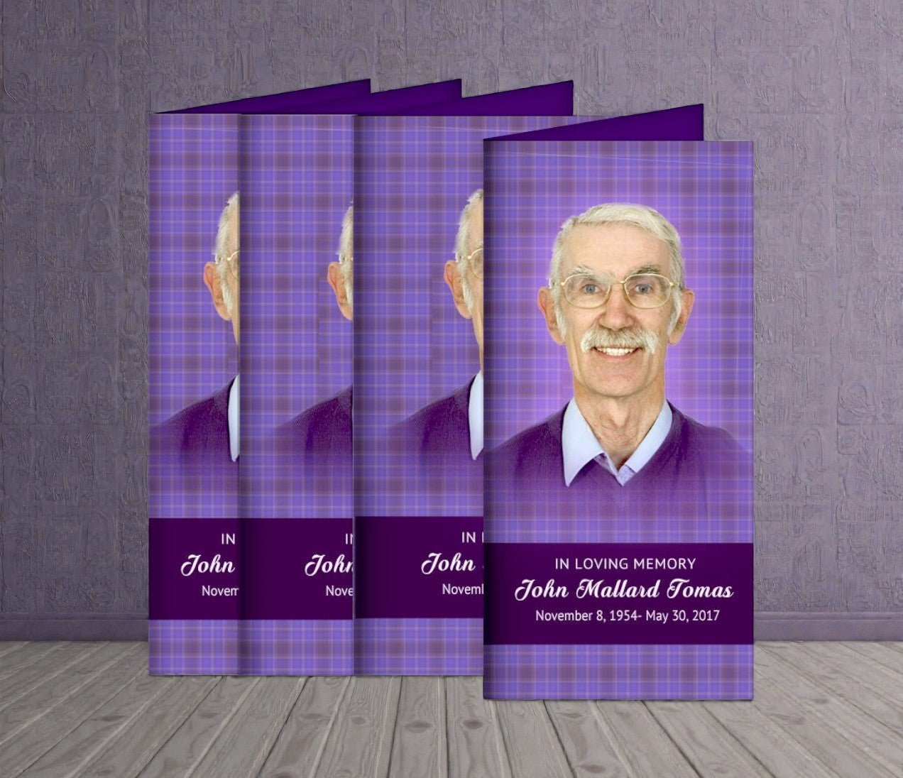 Plaid Long Fold Funeral Program Design & Print (Pack of 50) - The Funeral Program Site