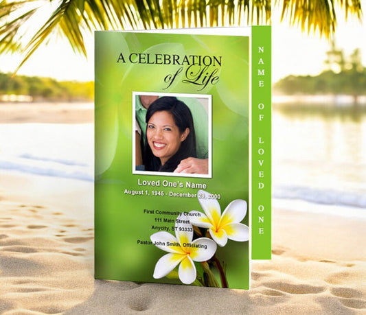 Plumeria 4 - Sided Graduated Funeral Program Template - The Funeral Program Site