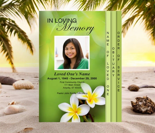 Plumeria 8 - Sided Graduated Program Template - The Funeral Program Site