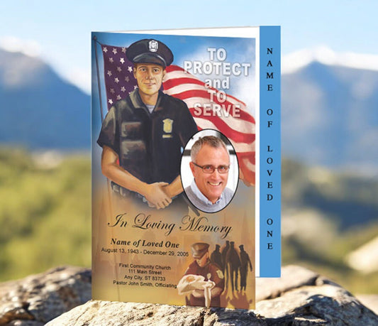 Policeman 4 - Sided Graduated Funeral Program Template - The Funeral Program Site