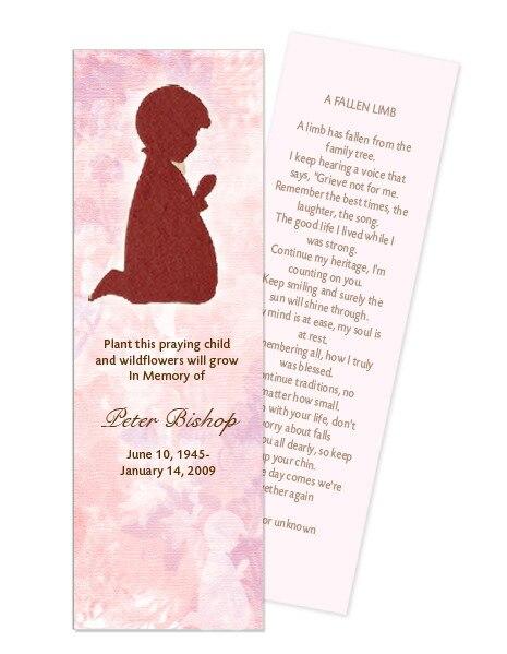 Praying Child Plantable Memorial Bookmark (Pack of 12) - The Funeral Program Site