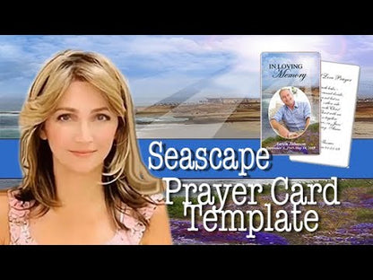 Seascape Funeral Prayer Card Template