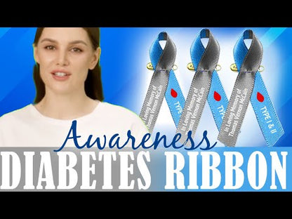 Diabetes Personalized Awareness Ribbon (Blue-Gray) Pack of 10