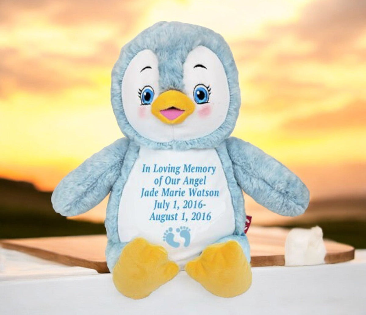 Puddles Penguin Memorial Stuffed Animal-Urn - The Funeral Program Site