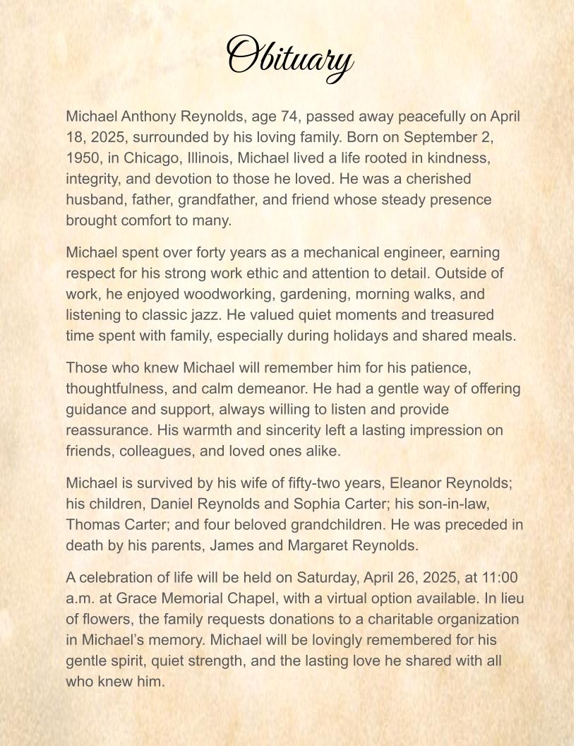 Quiet Garden Digital Only Funeral Program Template - The Funeral Program Site