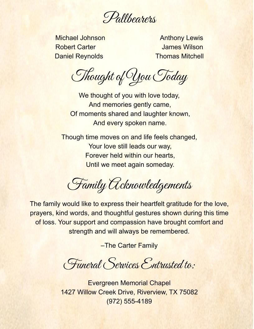 Quiet Garden Digital Only Funeral Program Template - The Funeral Program Site