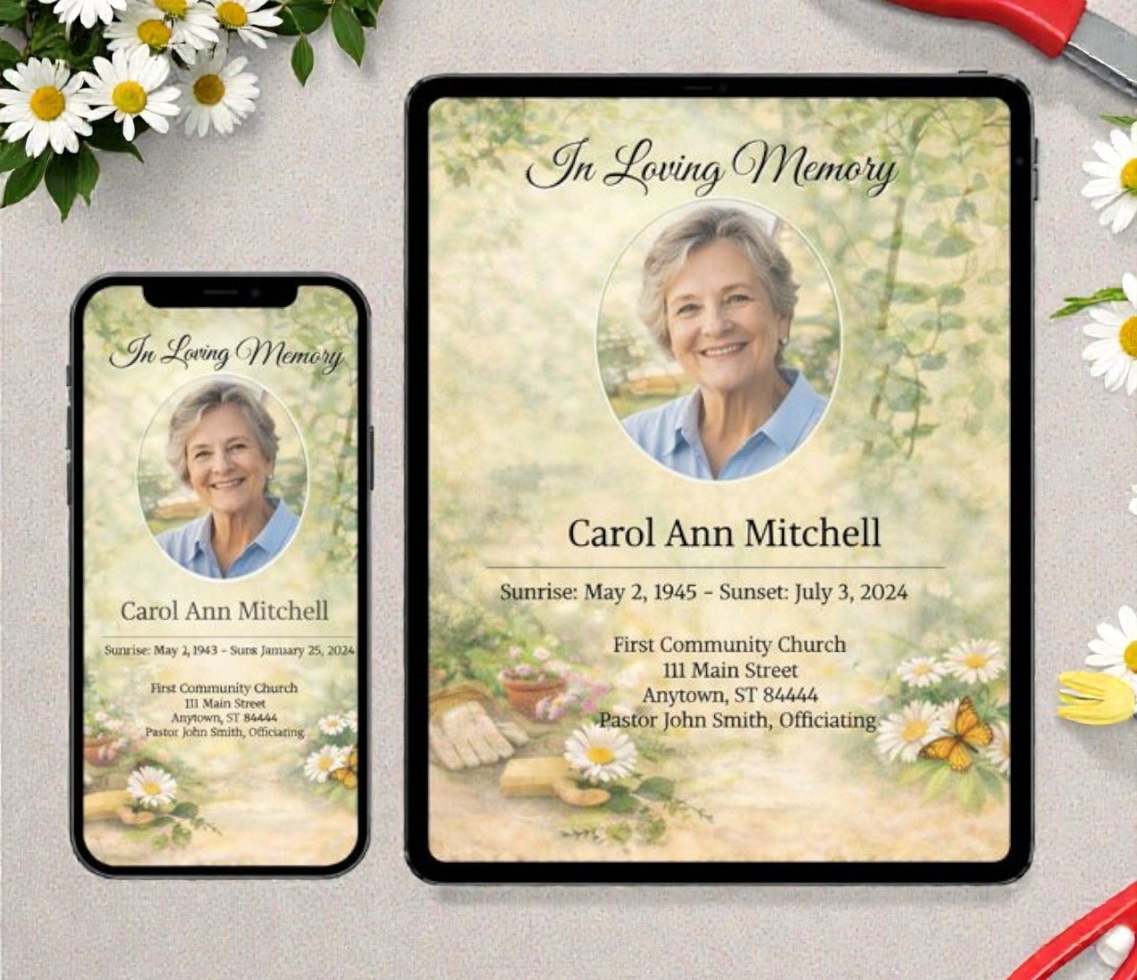 Quiet Garden Digital Only Funeral Program Template - The Funeral Program Site
