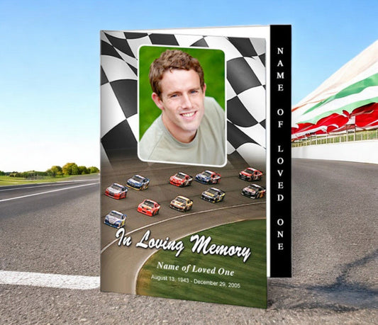 Racing 4 - Sided Graduated Funeral Program Template - The Funeral Program Site
