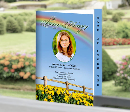 Rainbow 4 - Sided Graduated Funeral Program Template - The Funeral Program Site