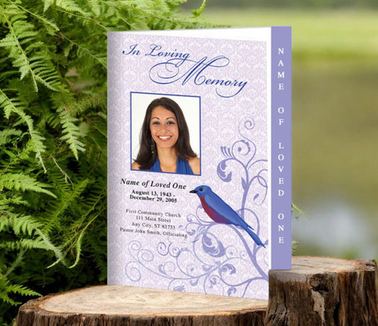 Robin 4 - Sided Graduated Funeral Program Template - The Funeral Program Site