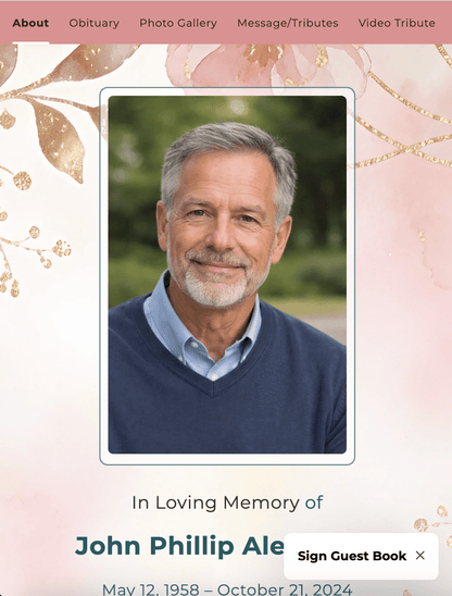 Rose Florals Online Memorial Website - The Funeral Program Site