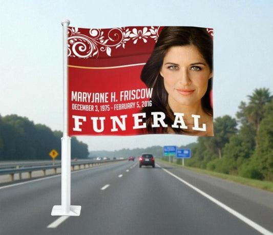 Ruby Funeral Car Flag and Pole - The Funeral Program Site