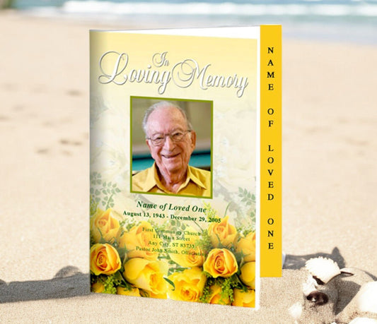 Saffron 4 - Sided Graduated Funeral Program Template - The Funeral Program Site