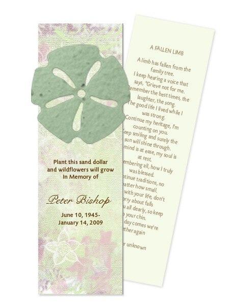 Sand Dollar Plantable Memorial Bookmark (Pack of 12) - The Funeral Program Site