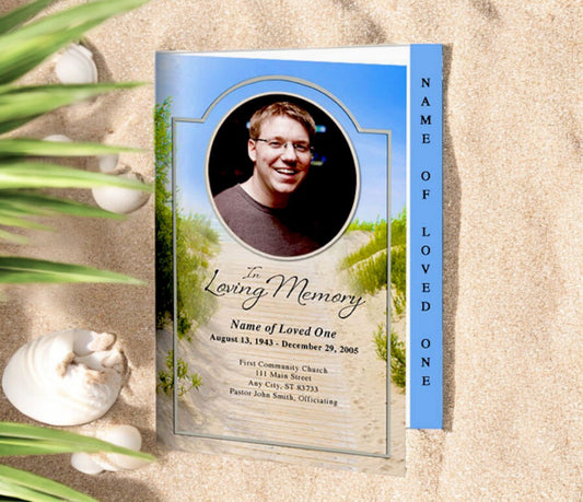 Sand Dunes 4 - Sided Graduated Funeral Program Template - The Funeral Program Site