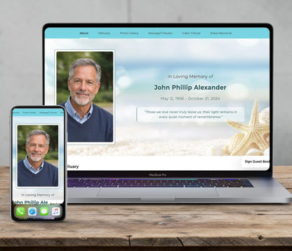 Seashell Online Memorial Website - The Funeral Program Site