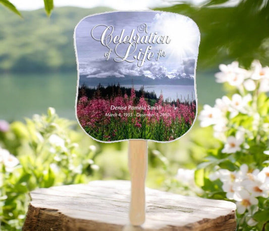 Seasons Cardstock Memorial Fan With Wooden Handle (Pack of 10) - The Funeral Program Site