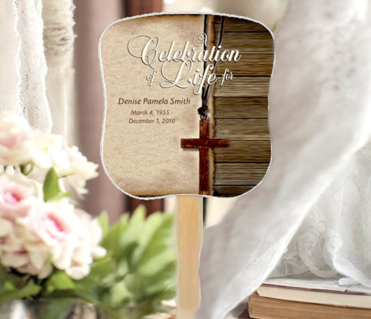Shepherd Cardstock Memorial Fan With Wooden Handle (Pack of 10) - The Funeral Program Site