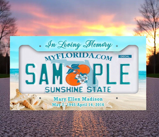 Shoreline Custom In Loving Memory License Plate Frame - The Funeral Program Site