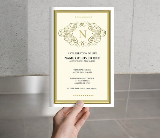 Signature Monogram Frame Program Template - The Funeral Program Site