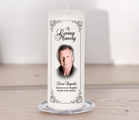 Signature Personalized Wax Pillar Memorial Candle - The Funeral Program Site