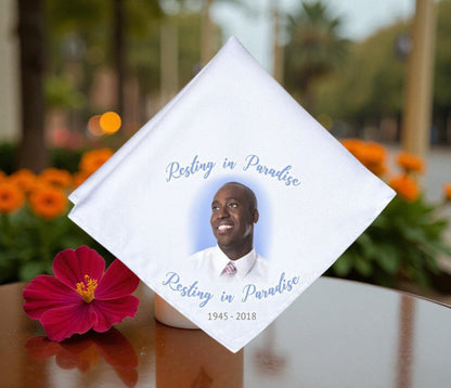 Simple Cameo Personalized Memorial Handkerchief - The Funeral Program Site