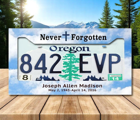 Skyblue Custom In Loving Memory License Plate Frame - The Funeral Program Site