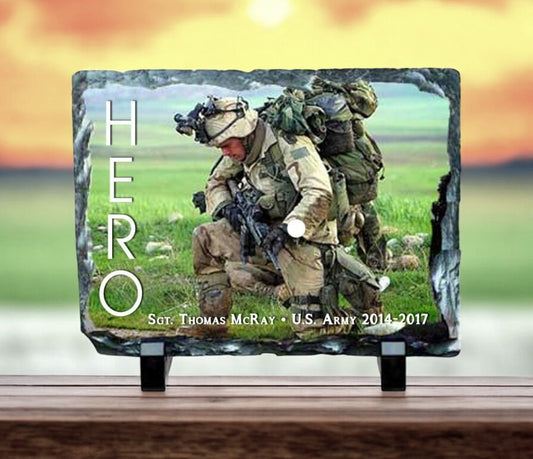 Small Rectangle Memorial Slate Stone Plaque with Stand - The Funeral Program Site