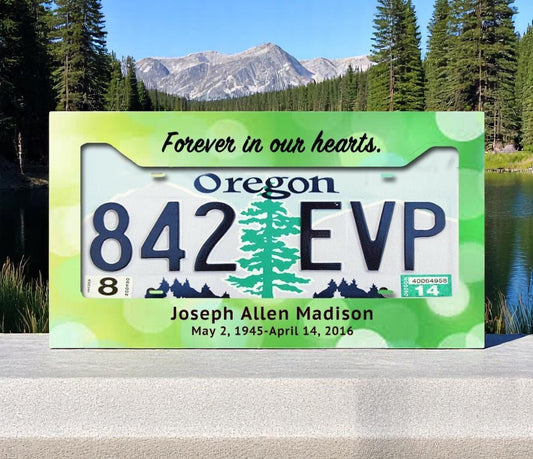 Sparkle Custom In Loving Memory License Plate Frame - The Funeral Program Site