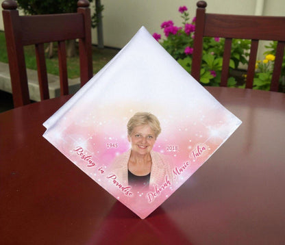 Sparkling Pink Personalized Memorial Handkerchief - The Funeral Program Site