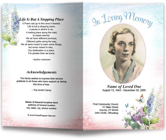 Splash Funeral Program Template - The Funeral Program Site