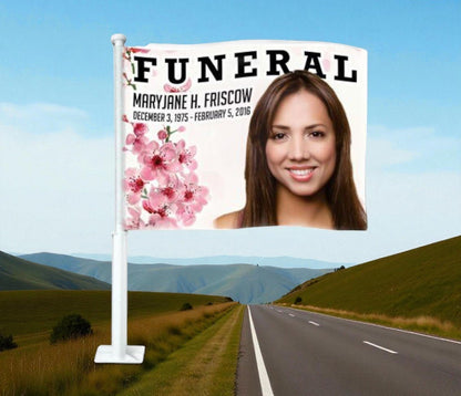 Spring Funeral Car Flag and Pole - The Funeral Program Site