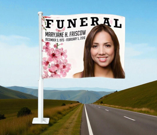 Spring Funeral Car Flag and Pole - The Funeral Program Site