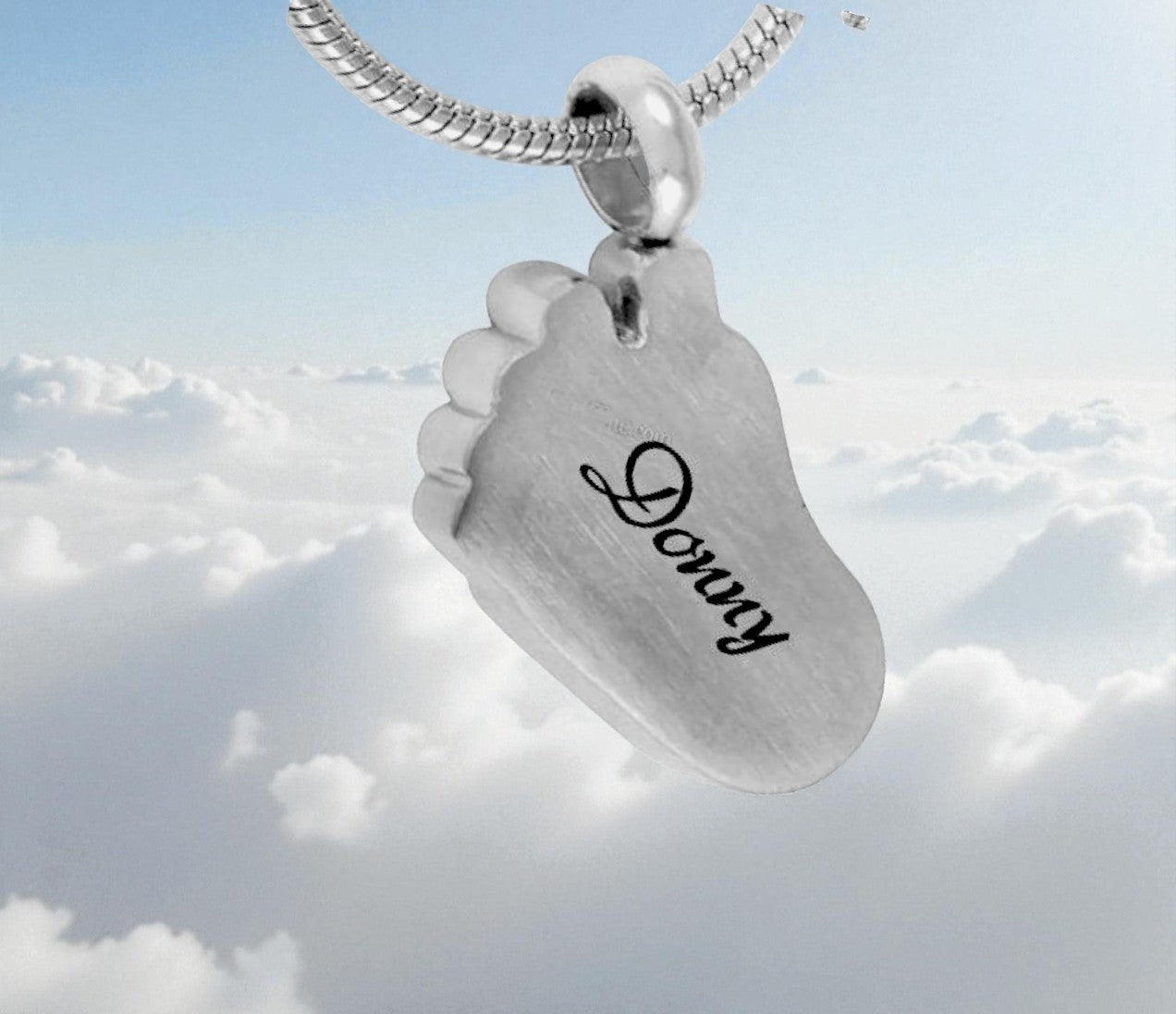 Stainless Steel Baby Foot Urn Necklace - The Funeral Program Site