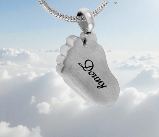 Stainless Steel Baby Foot Urn Necklace - The Funeral Program Site
