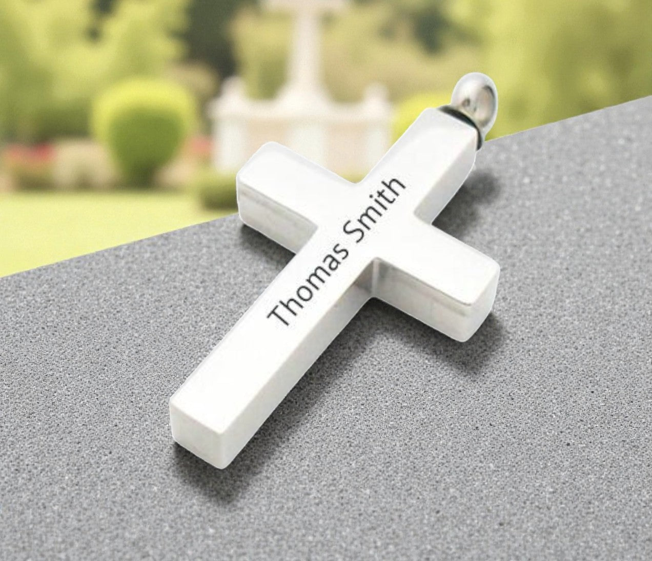 Stainless Steel Cross Urn Pendant Necklace - The Funeral Program Site