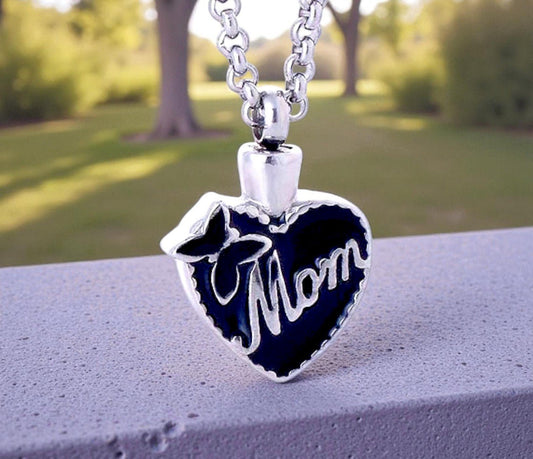 Stainless Steel Mom Butterfly Urn Necklace - The Funeral Program Site