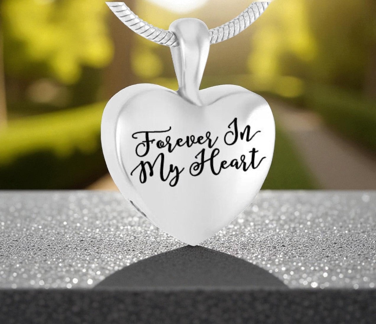 Stainless Steel Puffed Heart Urn Pendant Necklace - The Funeral Program Site