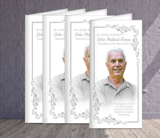 Sterling Long Fold Program Design & Print (Pack of 50) - The Funeral Program Site