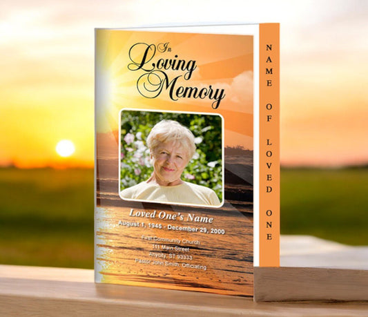 Sunrise 4 - Sided Graduated Funeral Program Template - The Funeral Program Site