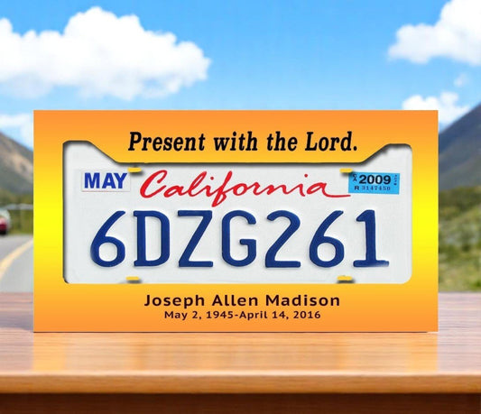 Sunrise Custom In Loving Memory License Plate Frame - The Funeral Program Site