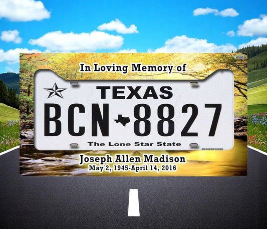 Sunset Custom In Loving Memory License Plate Frame - The Funeral Program Site