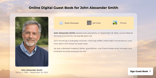 Sunset Digital Funeral Guest Book - The Funeral Program Site